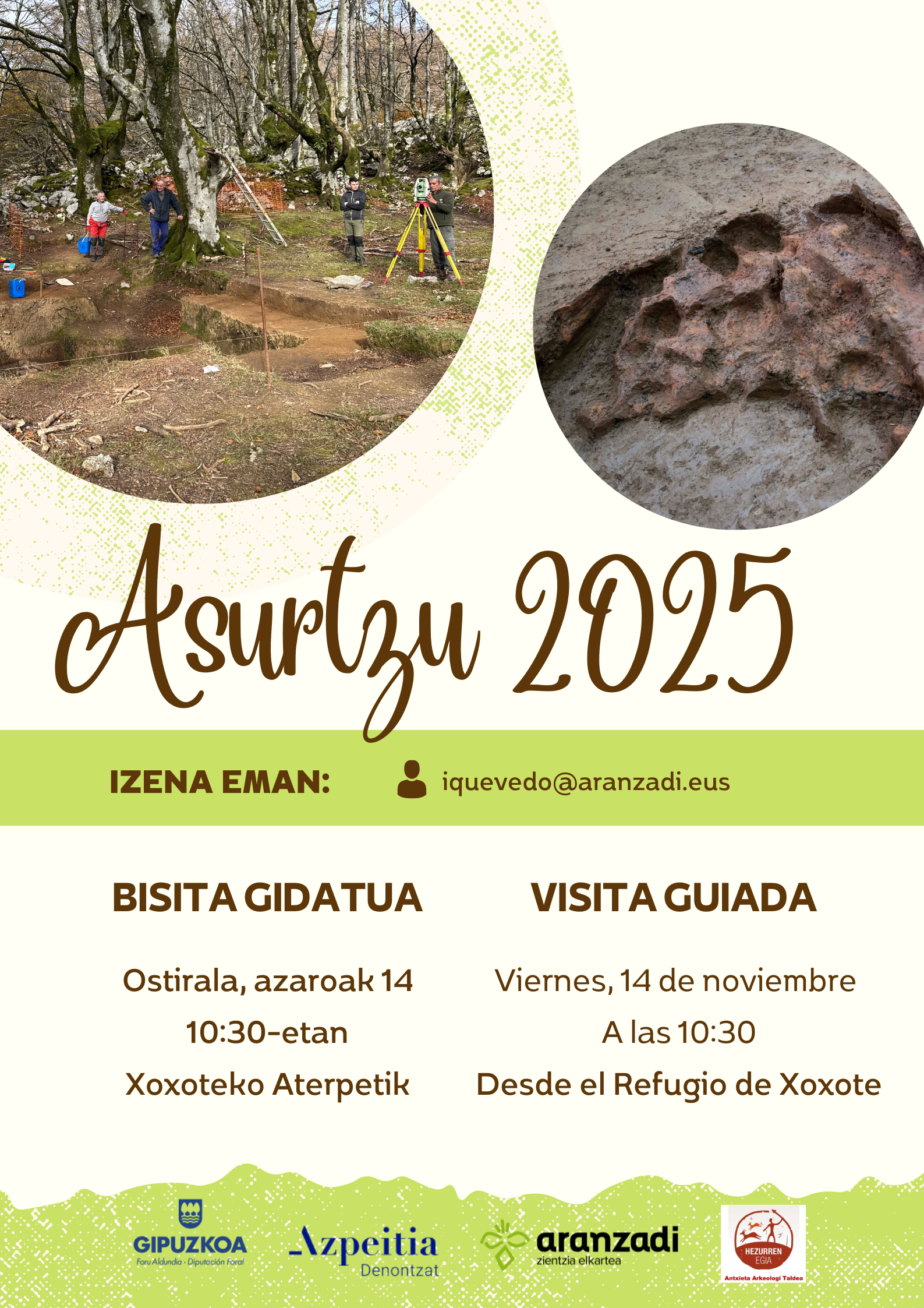 Bisita gidatua Asurtzuko indusketa lanetara