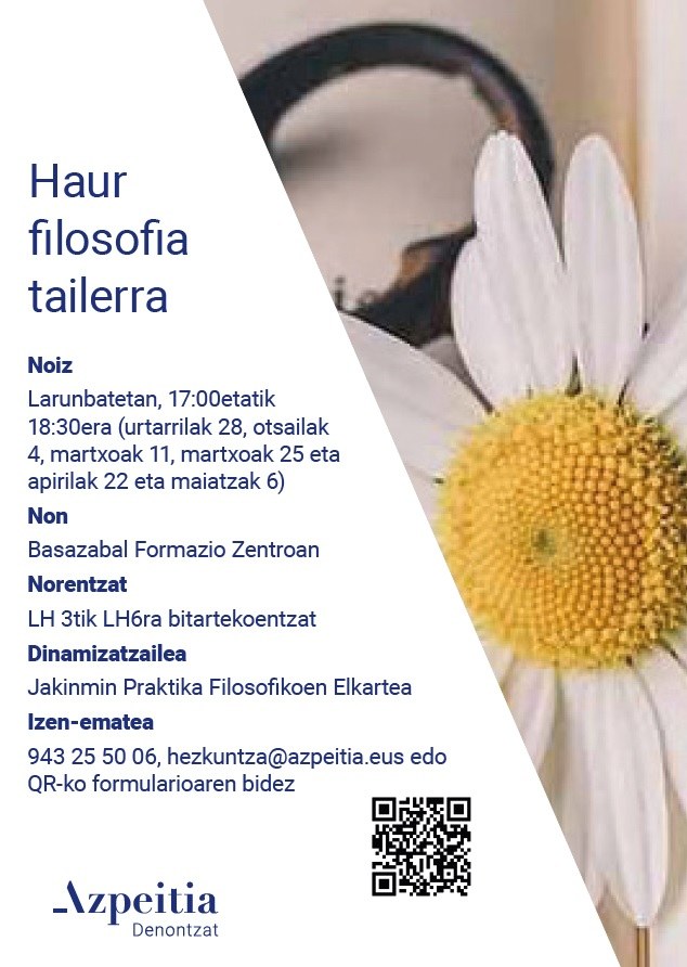 Atzeratu egin da haurrekin filosofia modu ludikoan lantzeko ikastaroaren hasiera