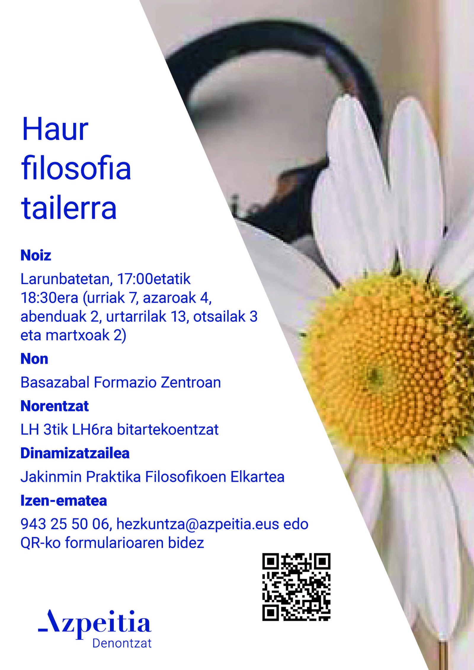 Haur filosofia tailerra egingo dute larunbatean