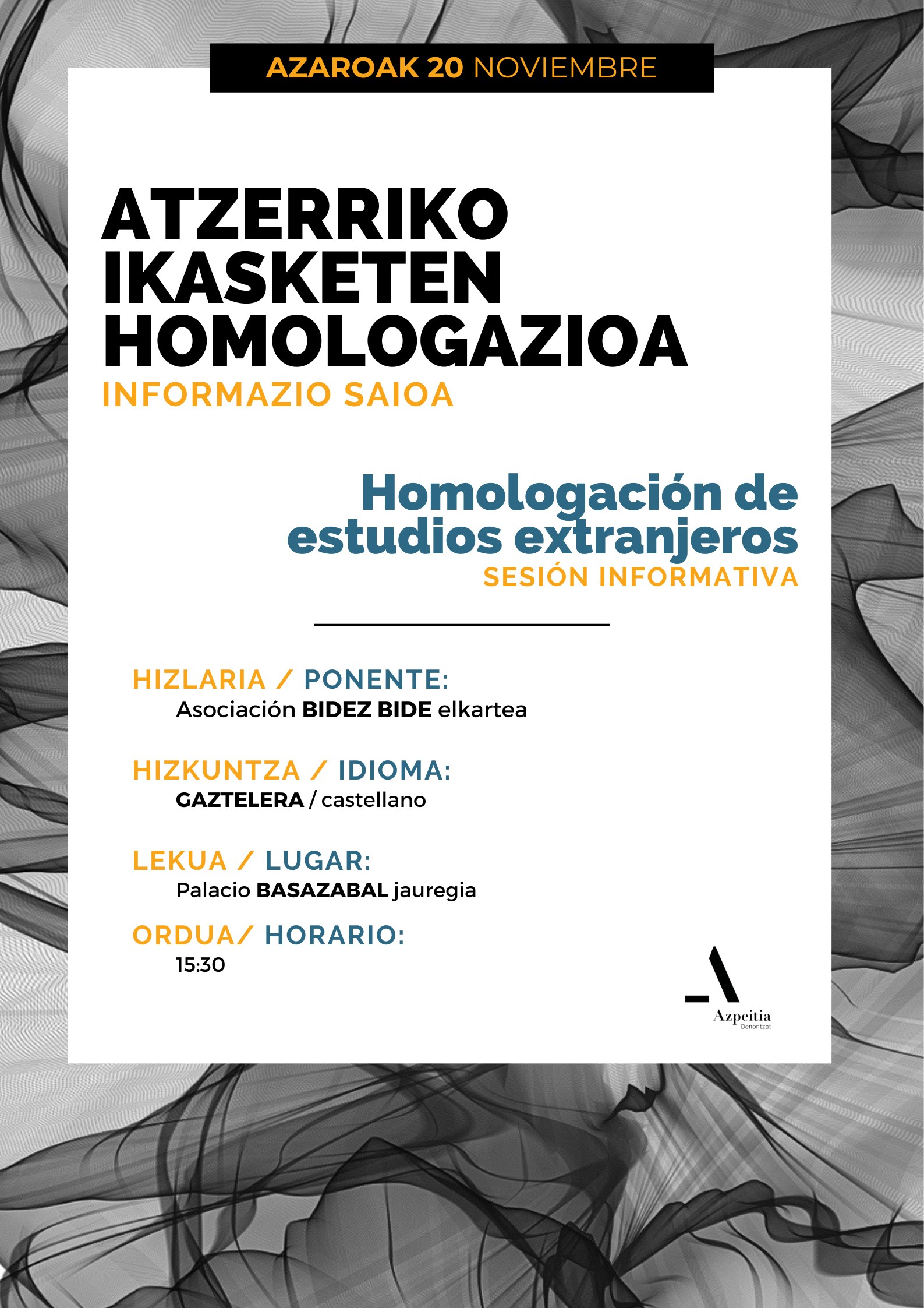 Ikasketen homologazioari buruzko saioa izango da azaroaren 20an