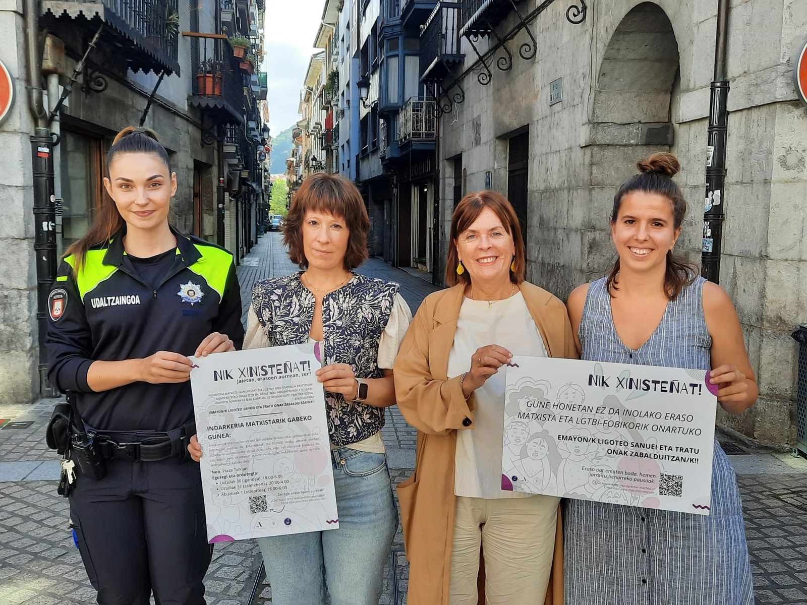 Indarkeria matxistari aurre egiteko 'Nik xinisteñat' kanpaina abian da eta saninazio festetan karpa egunero jarriko da kalean