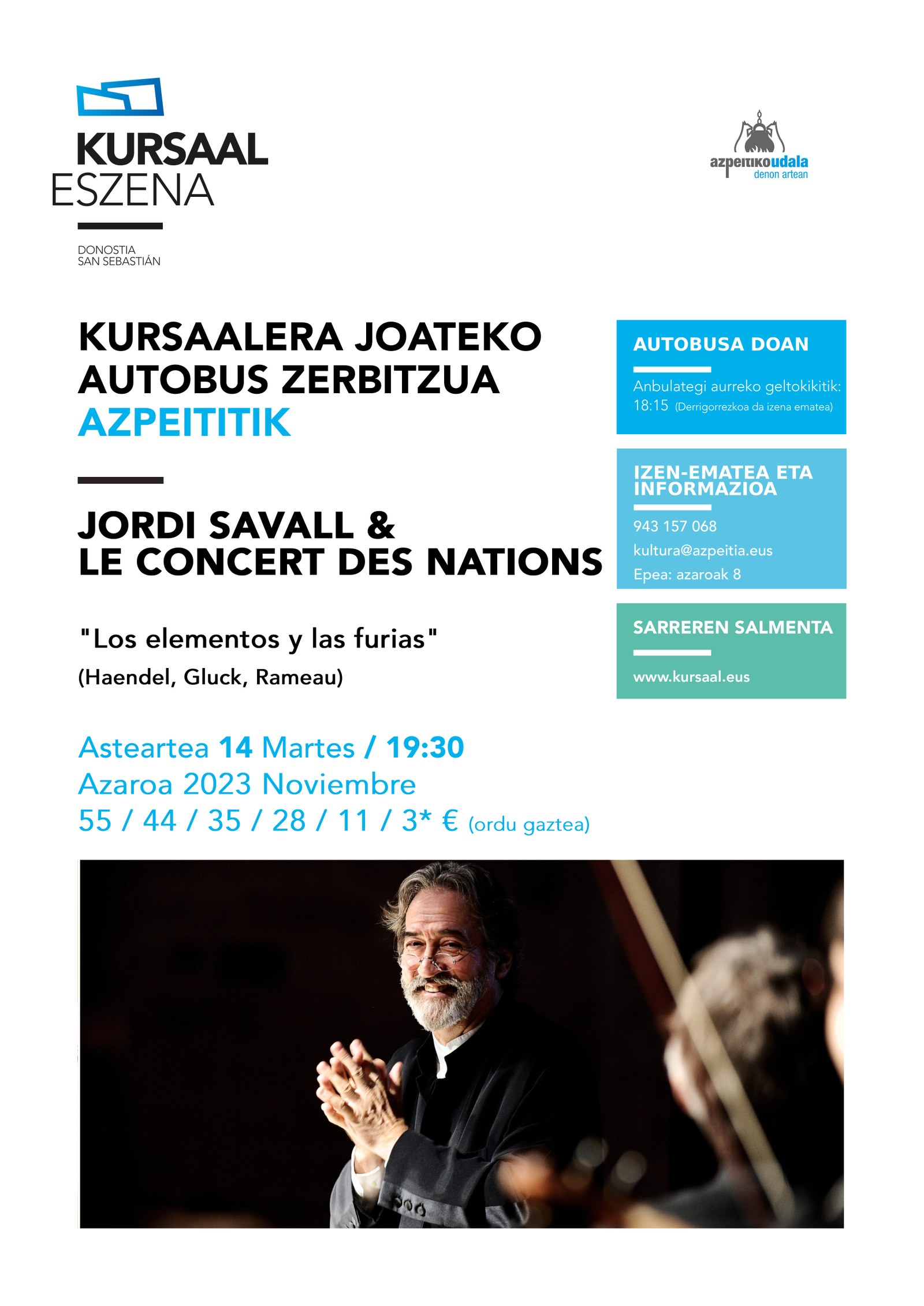 Jordi Savall eta Les Concert des Nations ikustera joateko autobusa, doan