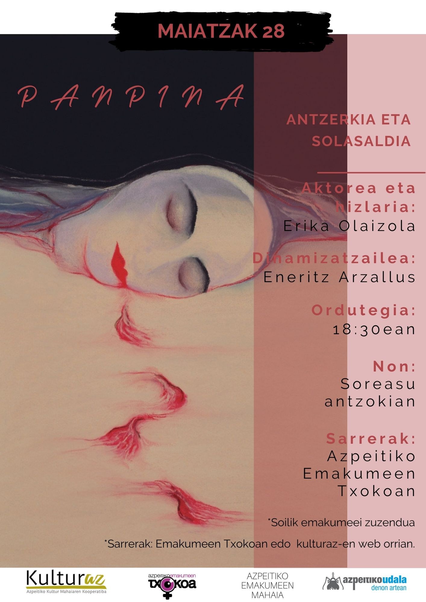 'Panpina' antzezlana eta solasaldia Emakume Txokoaren ikasturteari bukaera emateko