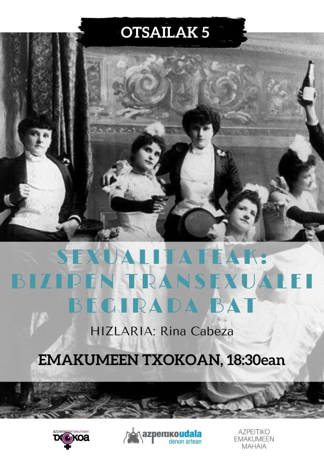 'Sexualitateak: Bizipen transexualei begirada bat' hitzaldia izango da bihar, 18:30etatik aurrera Emakume Txokoan