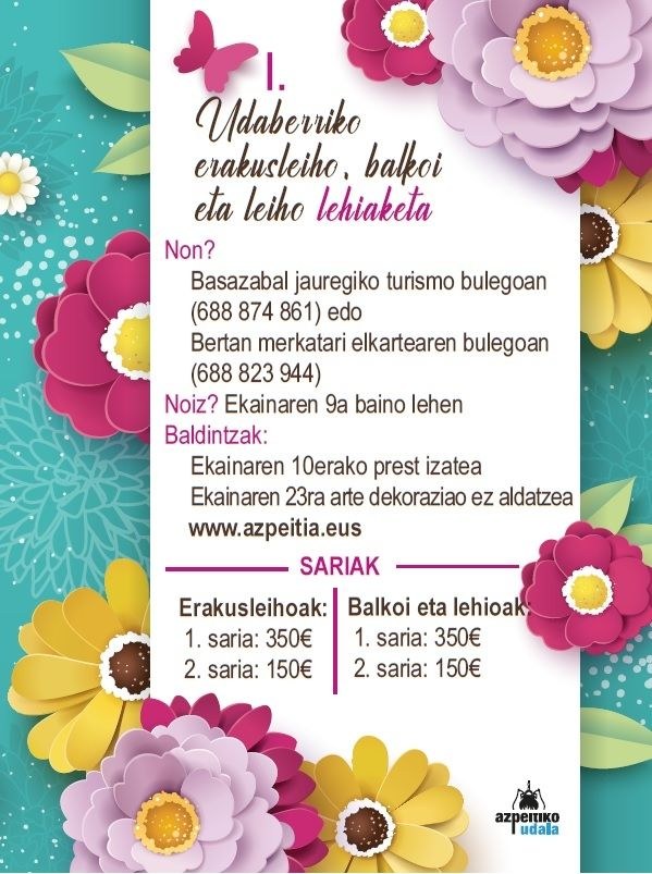 Udaberriko balkoi eta erakusleiho lehiaketa antolatu dute Azpeitiko Udalak eta Bertanek